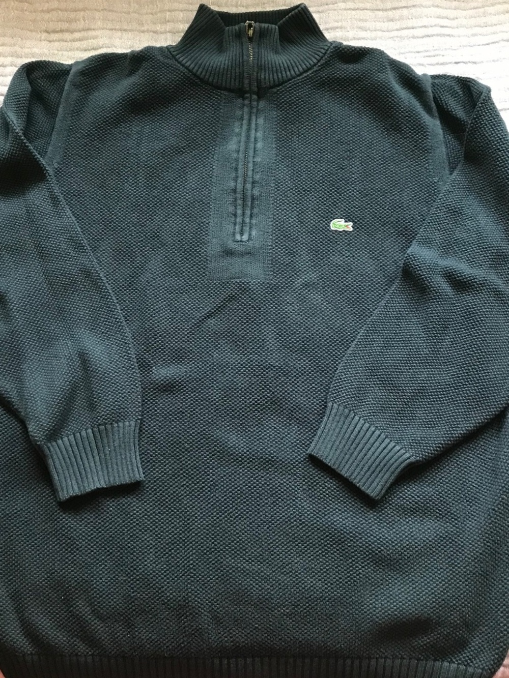Lacoste Navy Half-Zip 100% Cotton Sweater Sz 6 (XL)